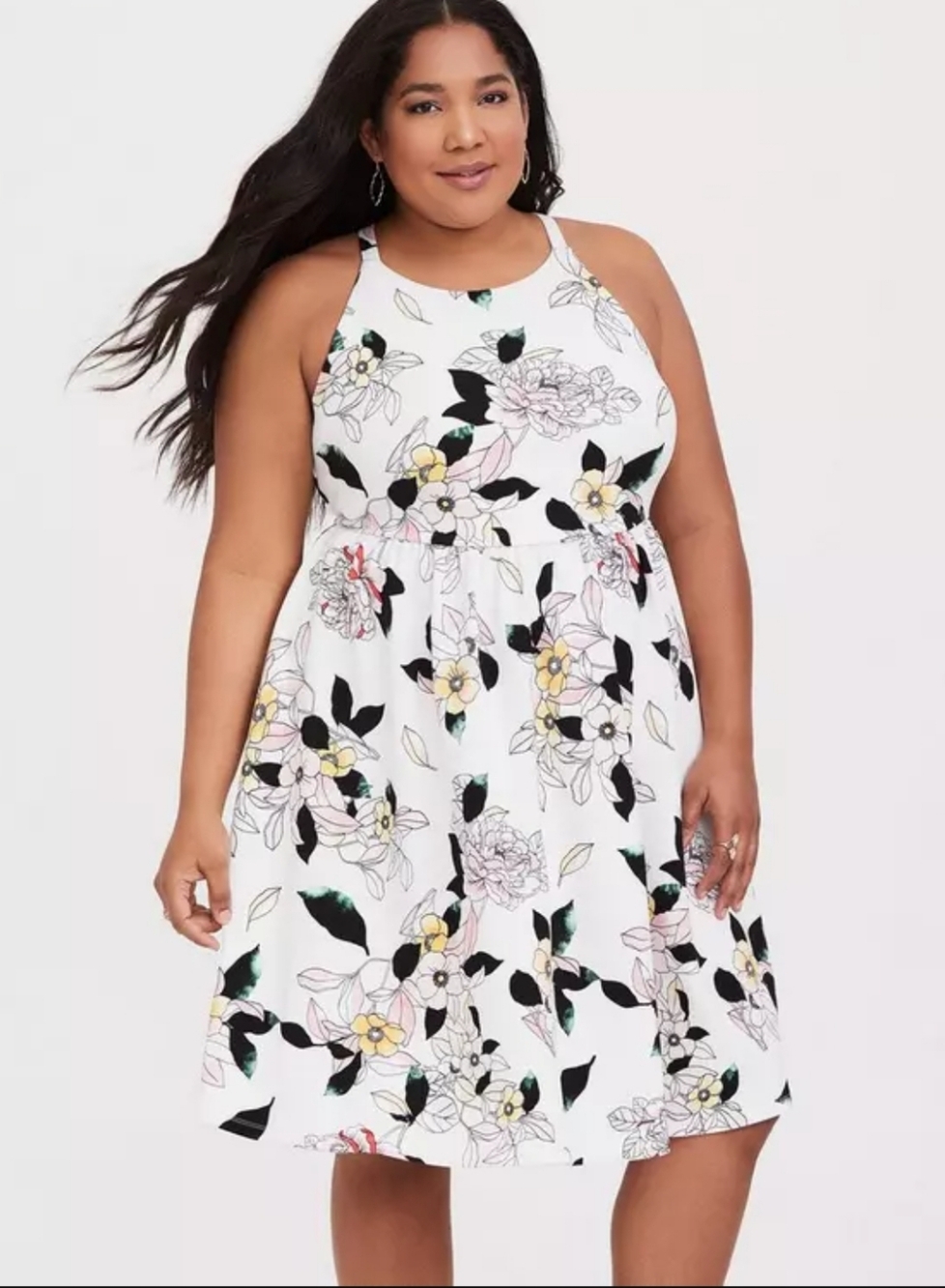 torrid Textured Knit Floral Skater Dress Size 3